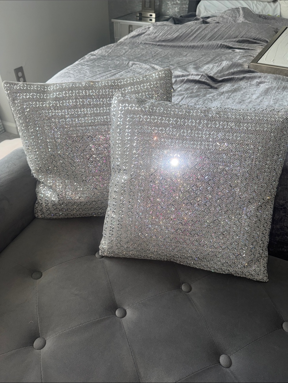 Crystal decorative pillows